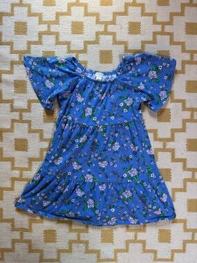 Crewcuts Blue Floral Sleeve Tiered Dress